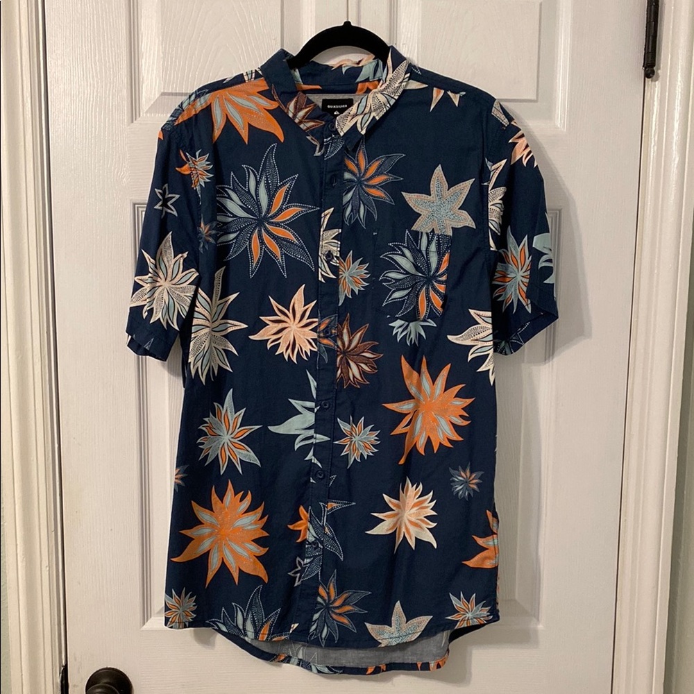 Quicksilver  Floral Short Sleeve Shirt - Navy
